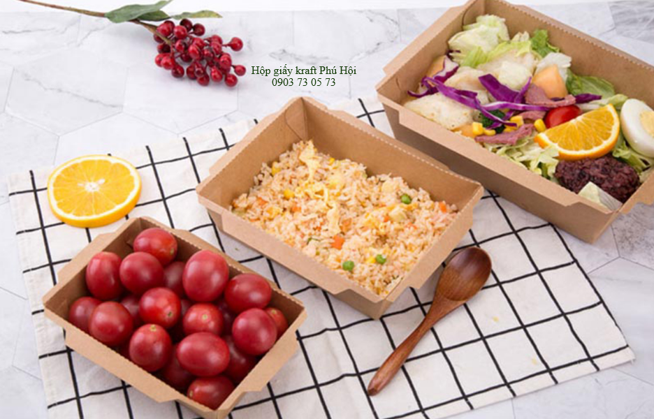Hộp giấy đựng gà rán, hamburger, khoai tây chiên