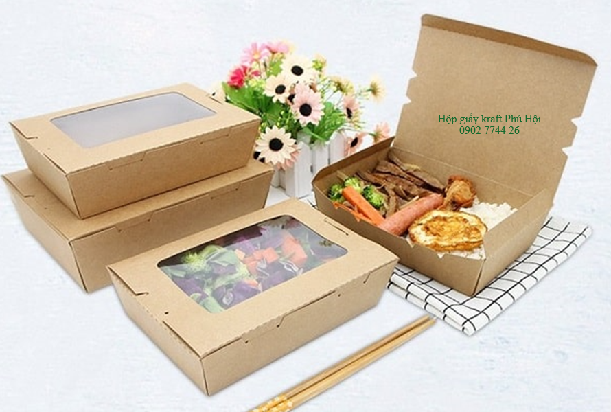 Hộp giấy Kraft đựng cơm