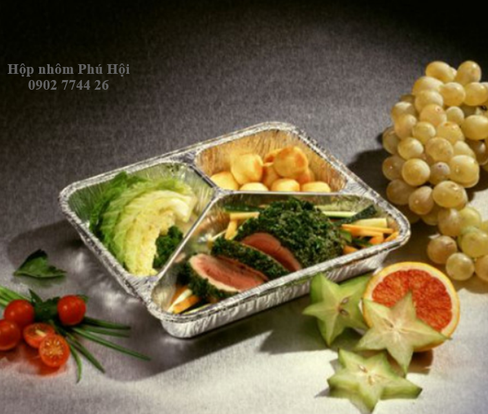 Hộp nhôm đựng thực phẩm 3 ngăn