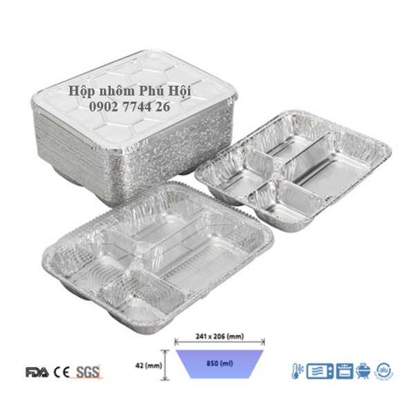 Hộp nhôm đựng thực phẩm 4 ngăn