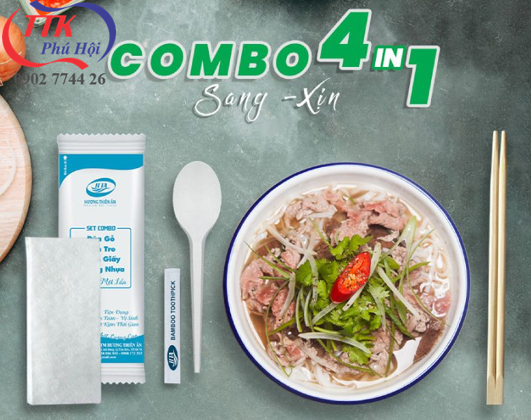 In bộ muỗng đũa tăm nhà hàng