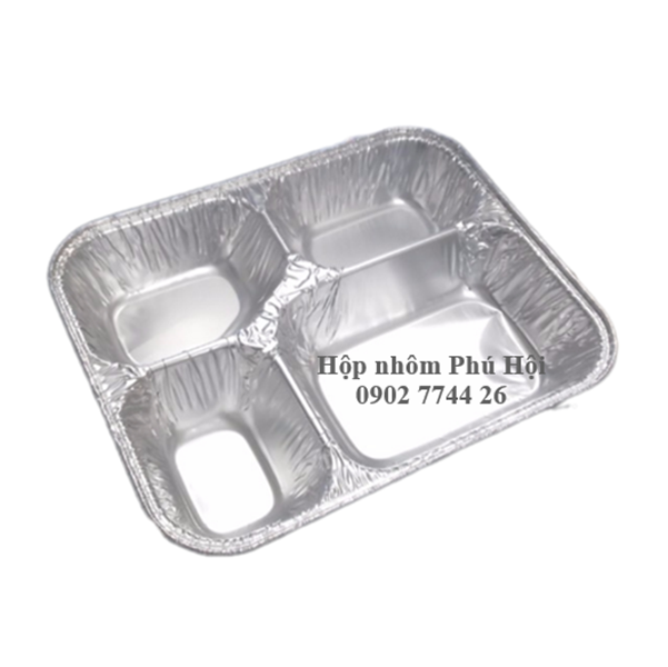 Khay giấy bạc 4 ngăn đựng cơm