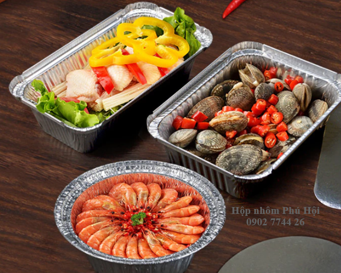 Khay giấy bạc đựng thức ăn