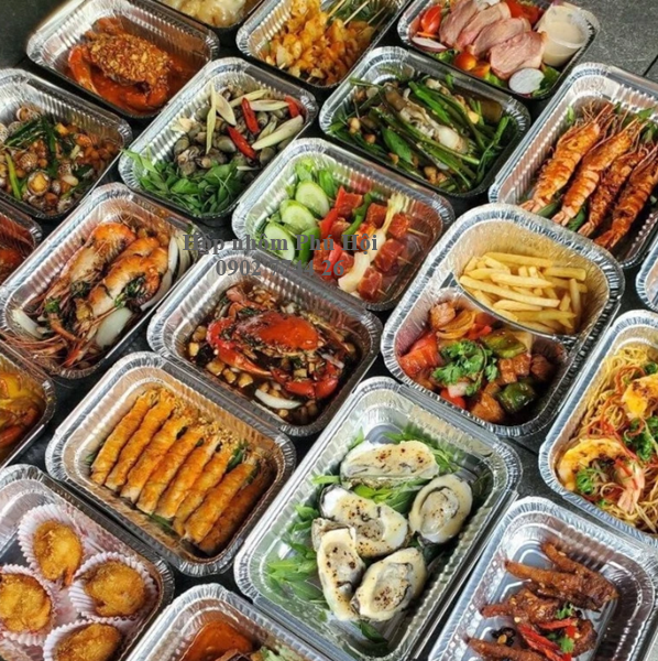 Khay giấy bạc nướng hải sản