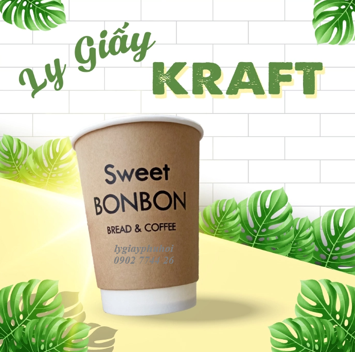 Ly giấy kraft đựng trà sữa, trà đào, trà chanh
