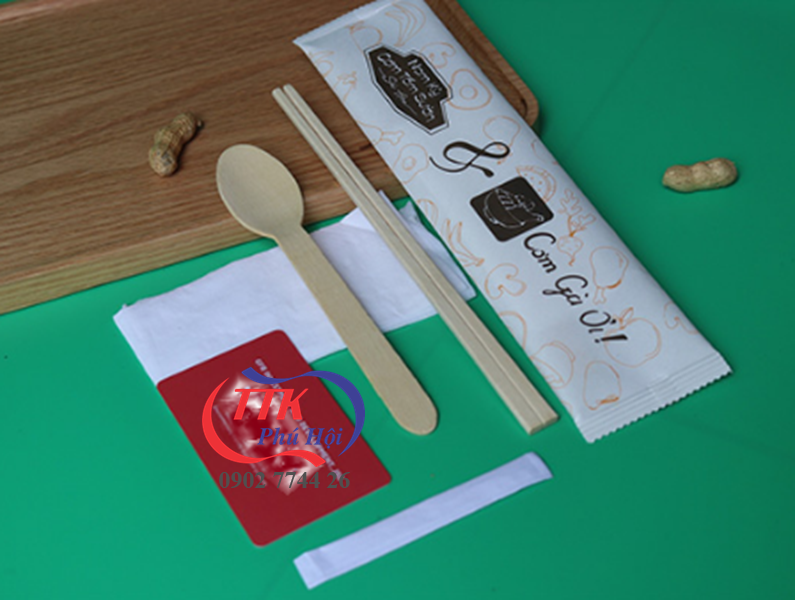 Set muỗng đũa tăm giấy và khăn