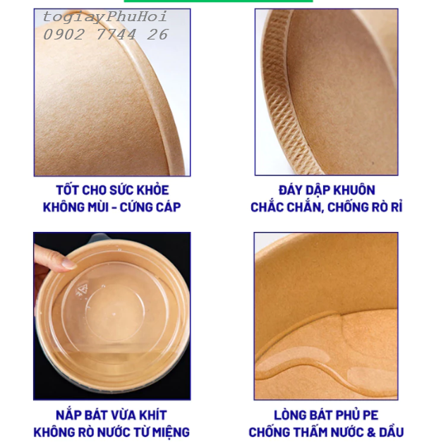 Tô giấy kraft đựng cháo, súp, canh nóng