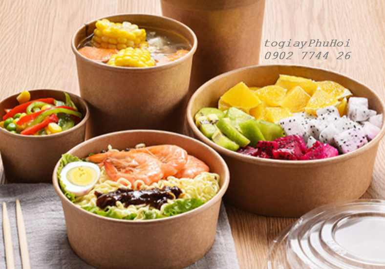 Tô giấy kraft đựng salad, rau trộn, trái cây tươi