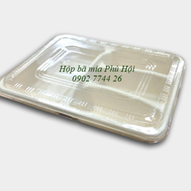 Hộp bã mía 4 ngăn nắp PET 