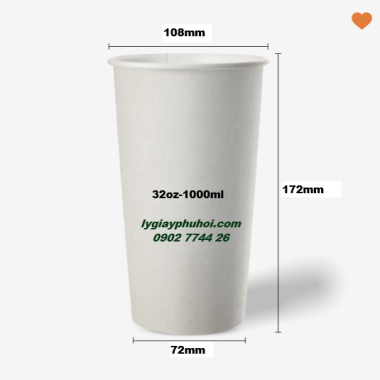 Ly giấy, cốc giấy trắng 32oz -1000ml