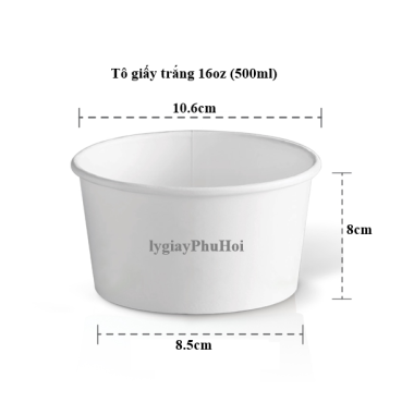 Tô giấy trắng 16oz (500ml)