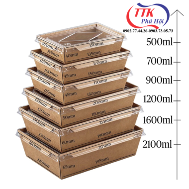 Hộp giấy kraft 500ml – nắp trong