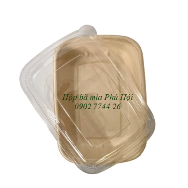 Hộp bã mía 1 ngăn to nắp nhựa PET 850ml