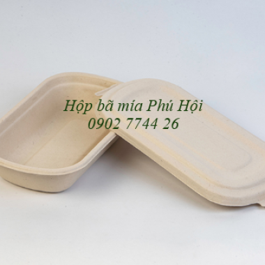 Hộp bã mía 1 ngăn kèm nắp bã mía 700ml