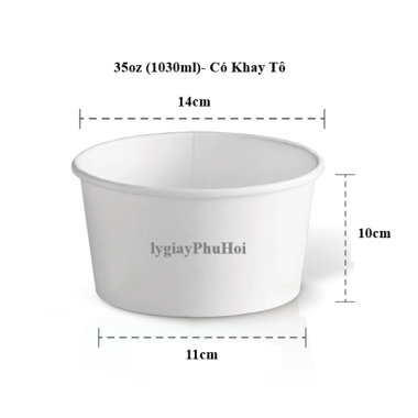 Tô giấy trắng 35oz (1030ml)- Có khay 2 tầng