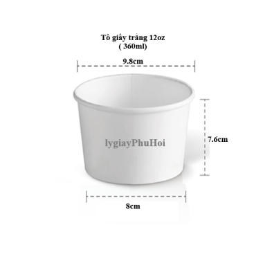 Tô Giấy Trắng 12oz (360ml)