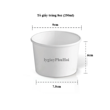 Tô Giấy Trắng 8oz (250ml)