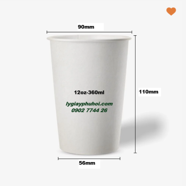 Cốc giấy trắng 12oz-360ml