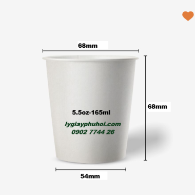 Ly giấy, cốc giấy dùng 1 lần 5.5oz - 165ml