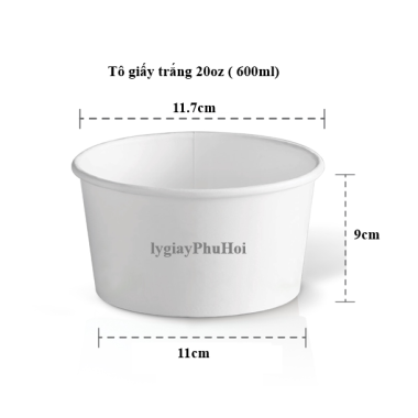 Tô giấy trắng 20oz (600ml)