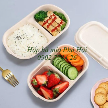 Hộp bã mía 2 ngăn đựng cơm