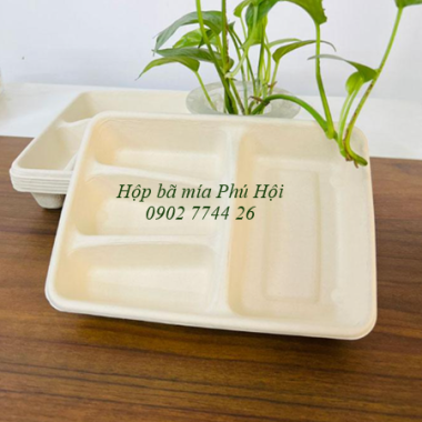 Hộp bã mía 4 ngăn đựng cơm