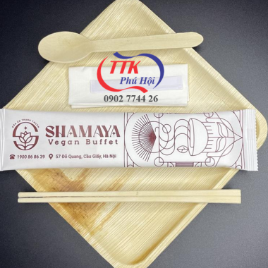 In combo đũa muỗng tăm giấy dùng ăn 1 lần