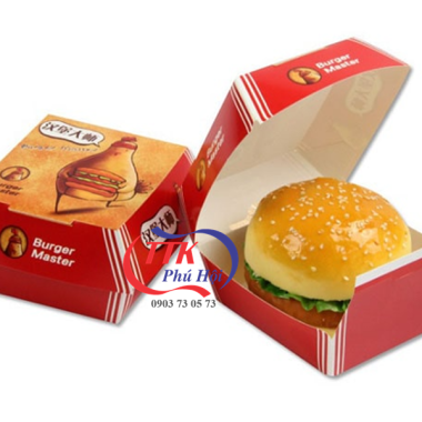 In hộp giấy đựng bánh hamburger