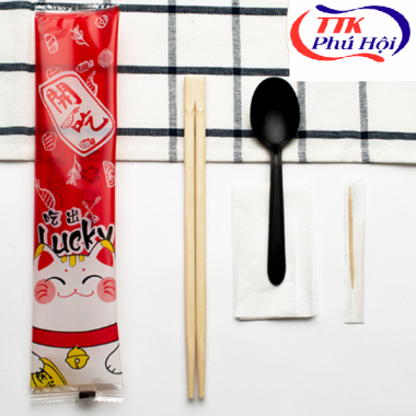Set muỗng đũa tăm giấy và khăn